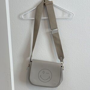 Anya Hindmarch Light Gray Smiley Crossbody Bag